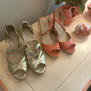 Two pairs of LK Bennett wedge sandals, 39.5